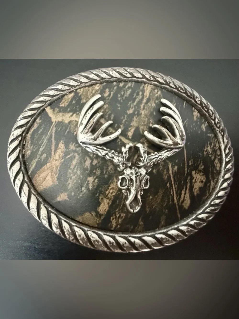 Nocona Buckles Mossy Oak Camo Deer Skull Buckle Antlers 3 1/4